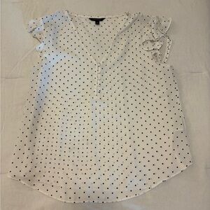 Banana Republic White Ruffled Cap Sleeve Blouse